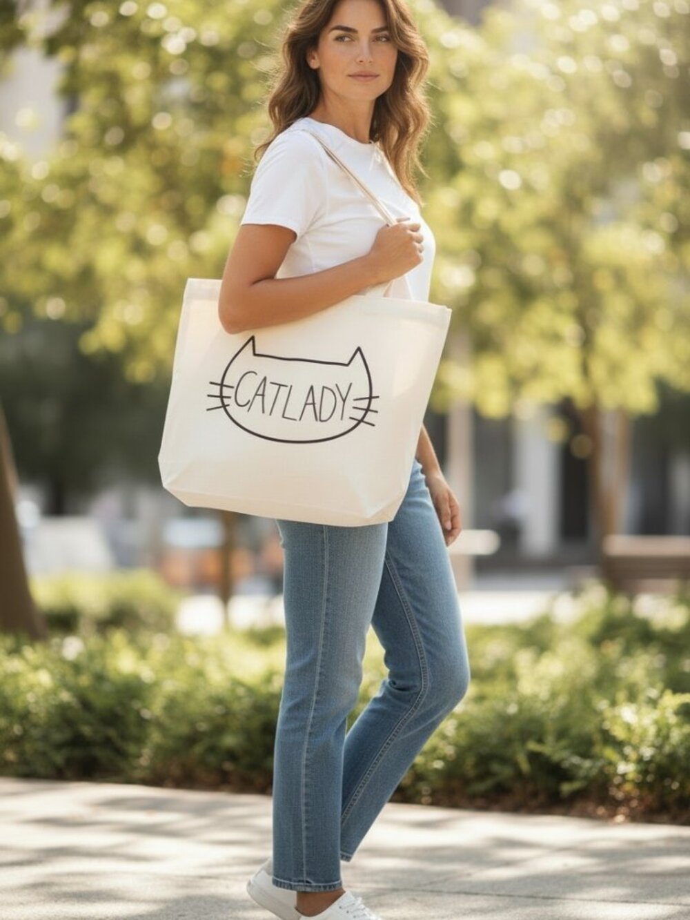 New Black Cat Kittens Cat Lady Jumbo Large Tote Canvas Book Bag USA Made